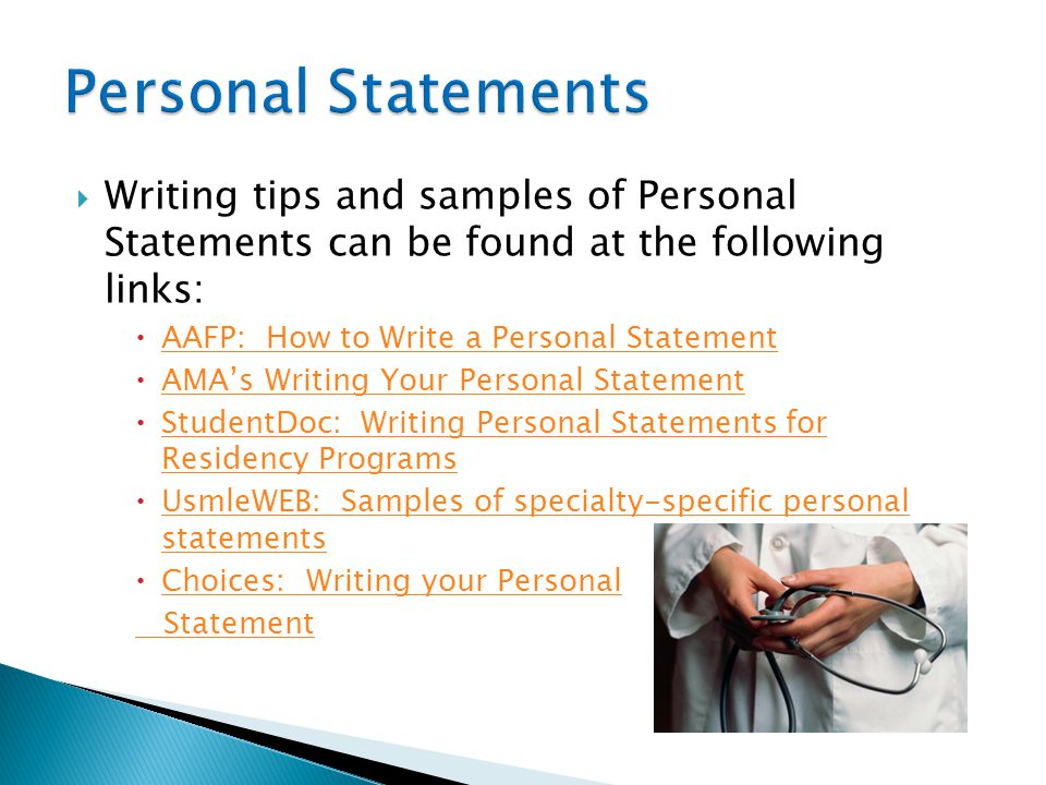 Tips on writing a personal statement for residency